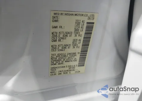 2019 Nissan Titan Sv from USA, damaged, VIN 1N6AA1E54KN530163